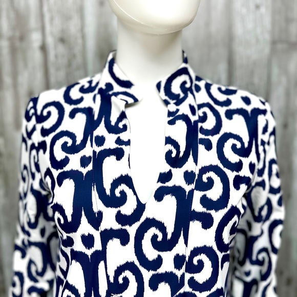 Jude Connolly Megan Dress Jude Cloth in JC Ikat White/Navy [15] - Picture 3 of 7